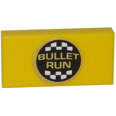 yellow tile 1 x 2 with bullet run logo centered pattern sticker - set 8147