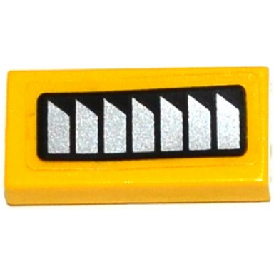 yellow tile 1 x 2 with silver air vents pattern model left side sticker - set 60092