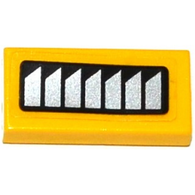 yellow tile 1 x 2 with silver air vents pattern model right side sticker - set 60092