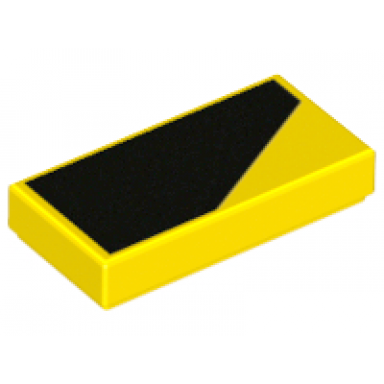 yellow tile 1 x 2 with black thick stripe on yellow background pattern model left side