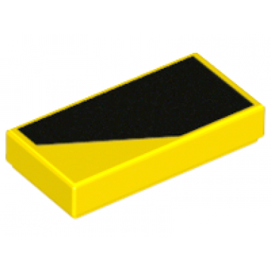 yellow tile 1 x 2 with black thick stripe on yellow background pattern model right side