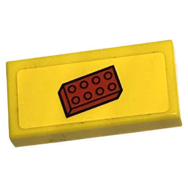 yellow tile 1 x 2 with red 2 x 4 brick pattern sticker - set 60097