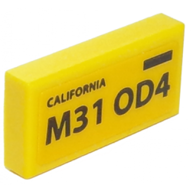 yellow tile 1 x 2 with california and m31 od4 and black rectangle pattern sticker - set 40252