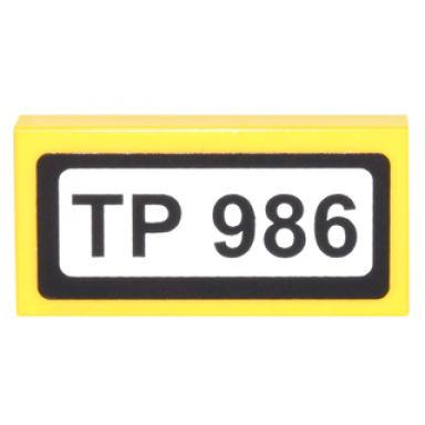 yellow tile 1 x 2 with black tp 986 pattern sticker - set 10244