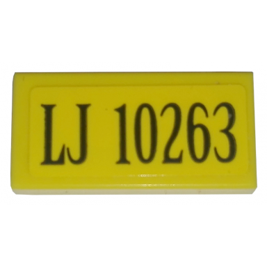 yellow tile 1 x 2 with lj 10263 pattern sticker - set 10263