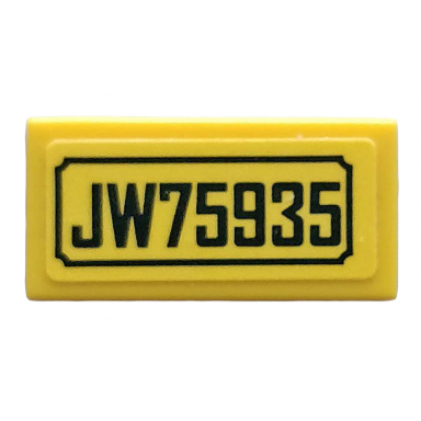yellow tile 1 x 2 with jw75935 pattern sticker - set 75935