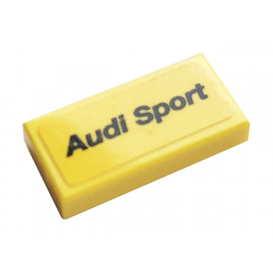 yellow tile 1 x 2 with black audi sport pattern sticker - set 76897