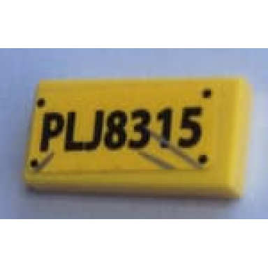 yellow tile 1 x 2 with plj8315 and silver scratches pattern sticker - set 75933