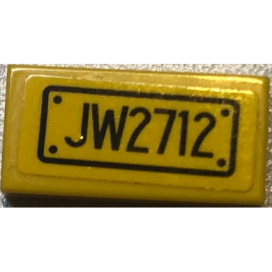 yellow tile 1 x 2 with black jw2712 pattern sticker - set 75926