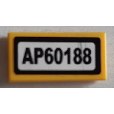yellow tile 1 x 2 with ap60188 pattern sticker - set 60188