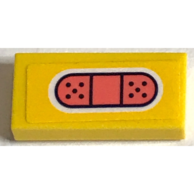 yellow tile 1 x 2 with coral bandage on yellow background pattern sticker - set 41380