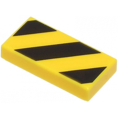 yellow tile 1 x 2 with black and yellow danger stripes small yellow corners pattern