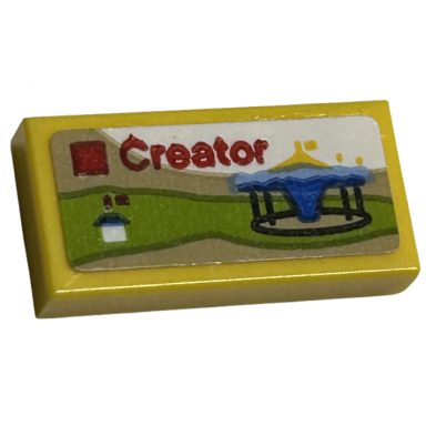 tile 1 x 2 with lego creator set box art carousel pattern sticker - sets 40528 40574
