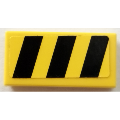 yellow tile 1 x 2 with black and yellow danger stripes pattern sticker - set 70731