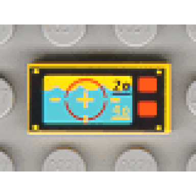 yellow tile 1 x 2 with underwater periscope view with crosshairs 20 40 and red buttons pattern