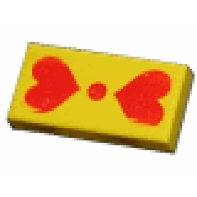 yellow tile 1 x 2 with scala two red hearts pattern - set 4306