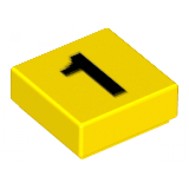 yellow tile 1 x 1 with black number 1 pattern