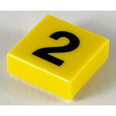 yellow tile 1 x 1 with black number 2 pattern