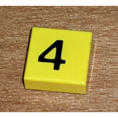yellow tile 1 x 1 with black number 4 pattern