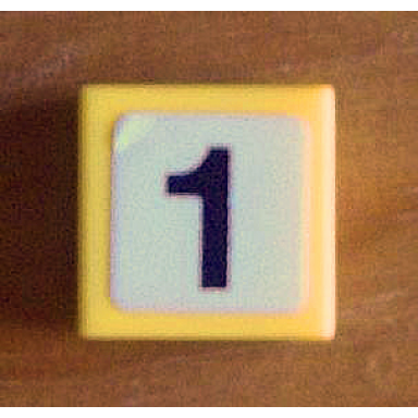yellow tile 1 x 1 with black number 1 thick on white background pattern sticker - set 8679