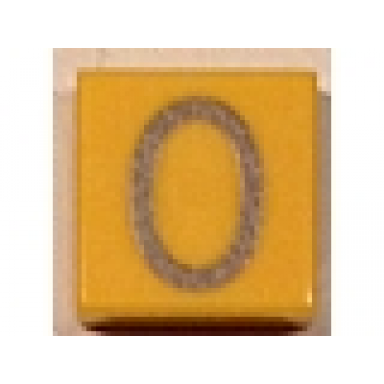 yellow tile 1 x 1 with silver number 0 pattern