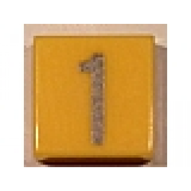 yellow tile 1 x 1 with silver number 1 pattern