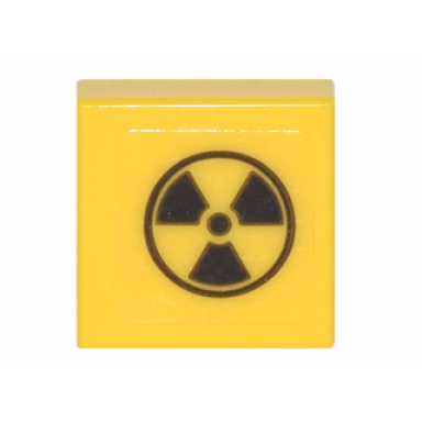 yellow tile 1 x 1 with radioactivity warning pattern sticker - set 75828