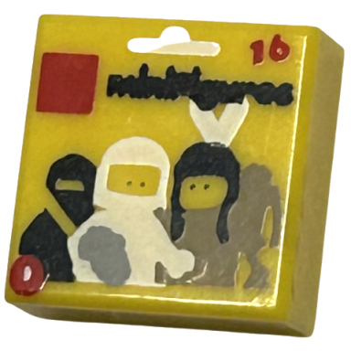 yellow tile 1 x 1 with lego series 1 collectible minifigure package pattern