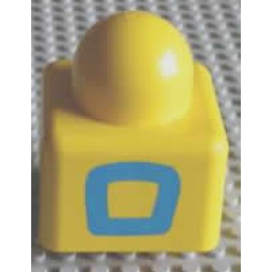 yellow primo brick 1 x 1 with blue square outline on opposite sides pattern
