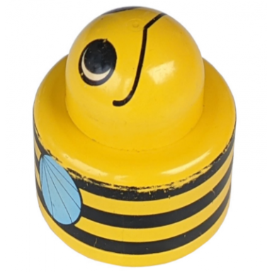 yellow primo brick round rattle 1 x 1 with bumblebee pattern