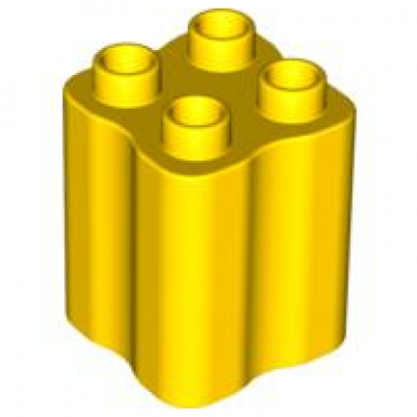 yellow duplo brick 2 x 2 x 2 with indented sides tree trunk