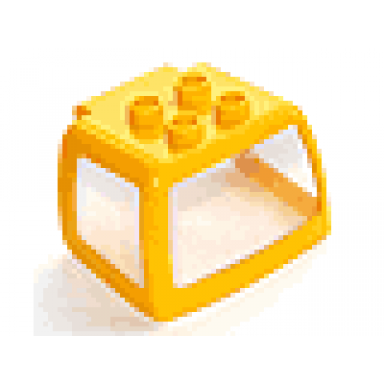 yellow duplo cabin truck enclosed with trans-clear windows