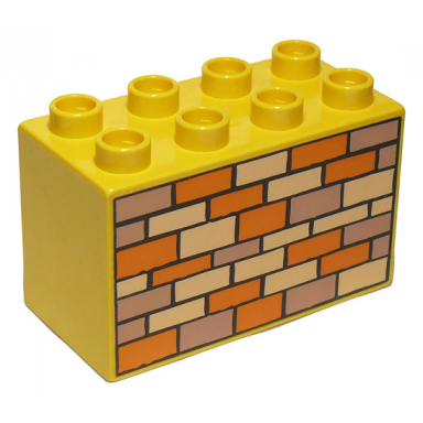 yellow duplo brick 2 x 4 x 2 with bricks pattern