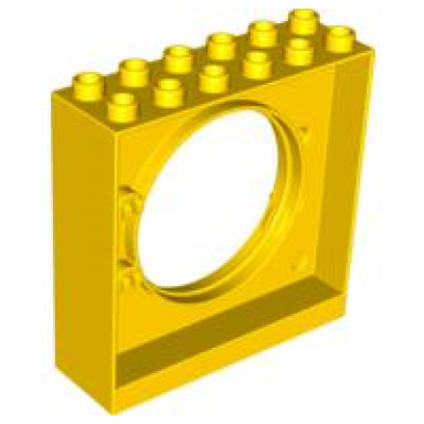 yellow duplo ball tube exit brick 2 x 6 x 5 with round doorway