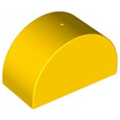 yellow duplo brick 2 x 4 x 2 slope curved double