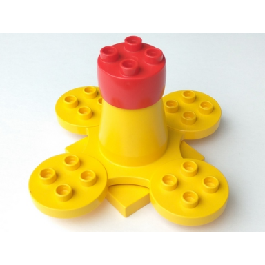 yellow duplo merry-go-round large with red cap four seats and 4 x 4 base