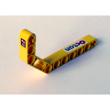 yellow technic liftarm modified bent thick 1 x 11.5 double with octan and taillight pattern model left stickers - sets 2129 8205