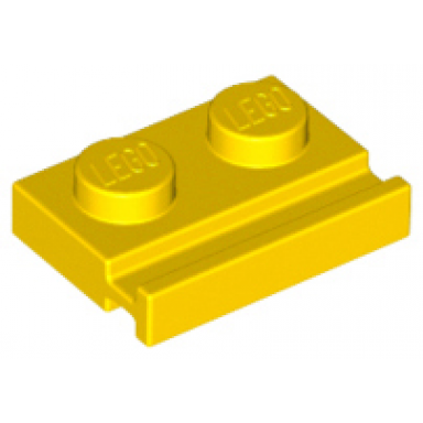 yellow plate modified 1 x 2 with door rail