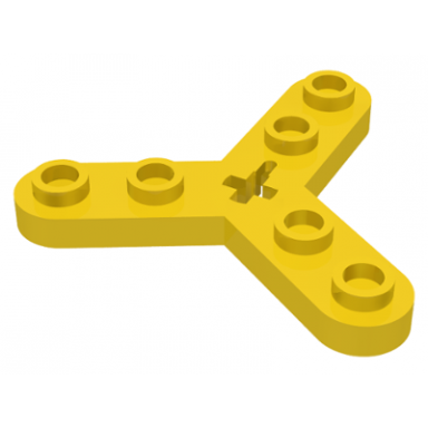 yellow technic plate rotor 3 blade with smooth ends and 6 studs propeller