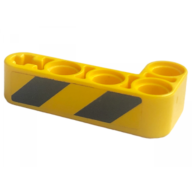 yellow technic liftarm modified bent thick l-shape 2 x 4 with black and yellow danger stripes pattern model left side sticker - set 42094