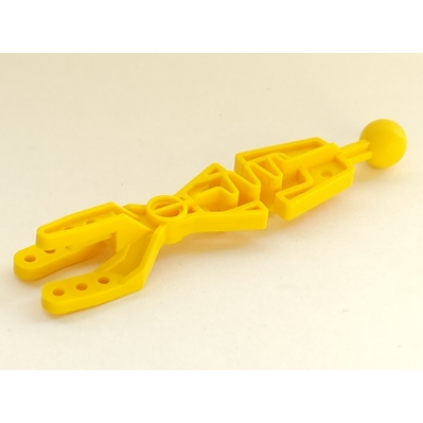 yellow technic throwbot arm forked with flexible center and ball joint