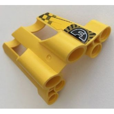 yellow technic panel fairing 1 large short large holes side a with stylized f1 and checkered pattern sticker - set 8445