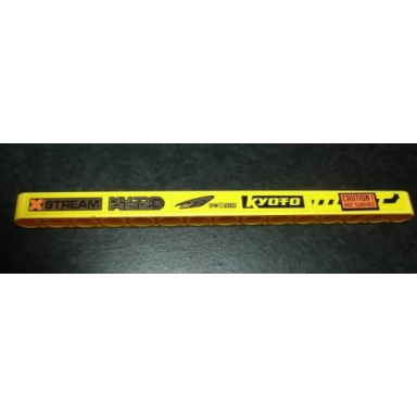 yellow technic liftarm thick 1 x 15 with racing logos x stream left pattern stickers - set 8146