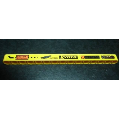 yellow technic liftarm thick 1 x 15 with racing logos x stream right pattern stickers - set 8146