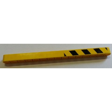 yellow technic liftarm thick 1 x 15 with black and yellow danger stripes pattern model right side sticker - set 8258