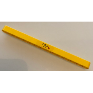 yellow technic liftarm thick 1 x 15 with danger extending arm pattern sticker - set 42097