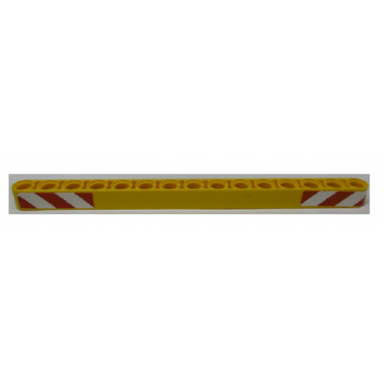 yellow technic liftarm thick 1 x 15 with red and white danger stripes pattern stickers - set 42009