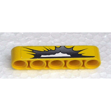 yellow technic liftarm thick 1 x 5 with silver and white burst pattern sticker - set 8240