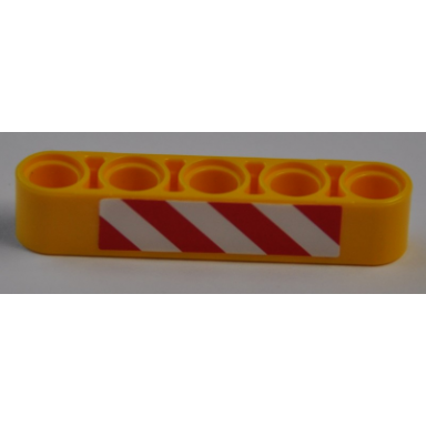 yellow technic liftarm thick 1 x 5 with red and white danger stripes pattern sticker - set 8421