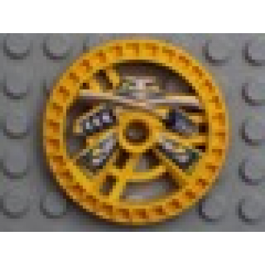 yellow technic disk 5 x 5 - roborider talisman wheel ninja mold with robot pattern